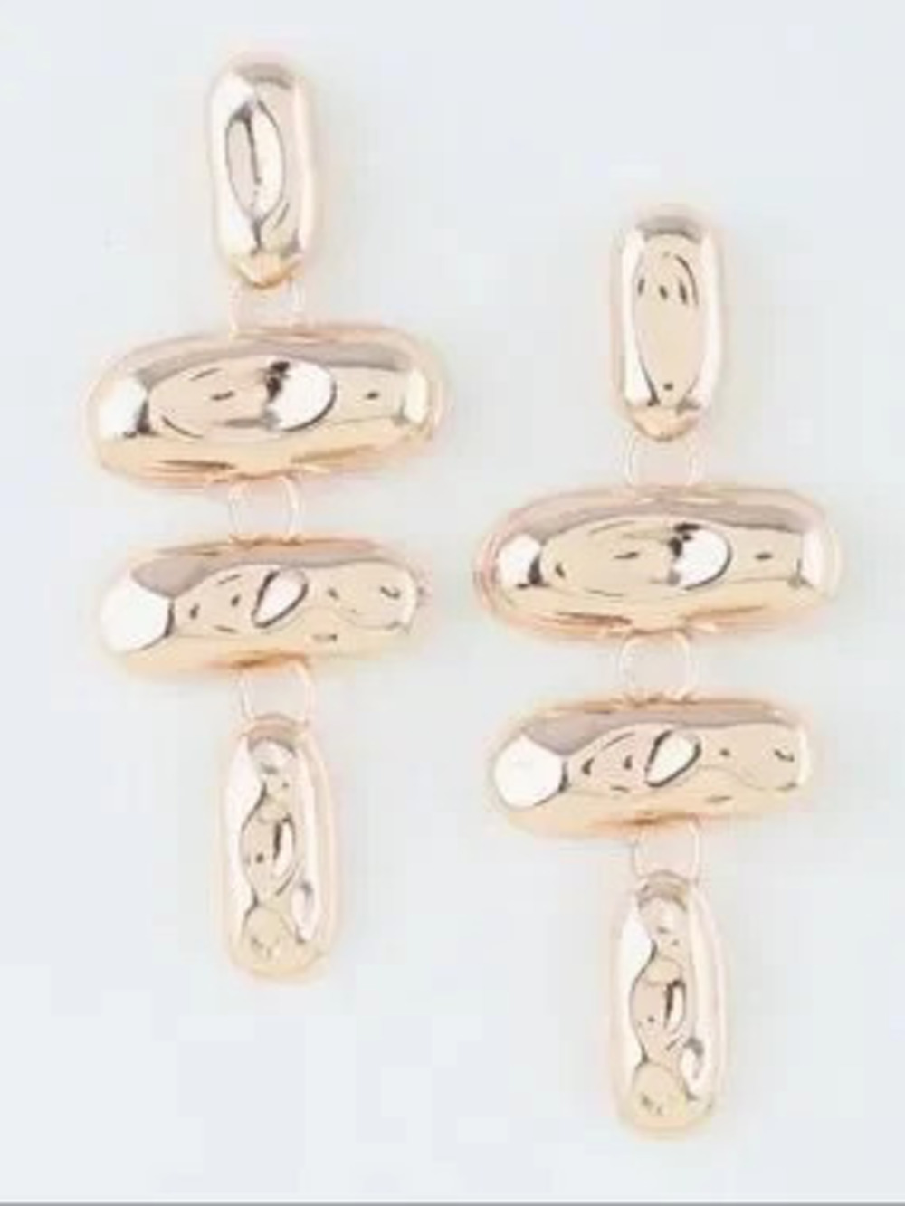 Gold Hammered Drop Earrings (5501)